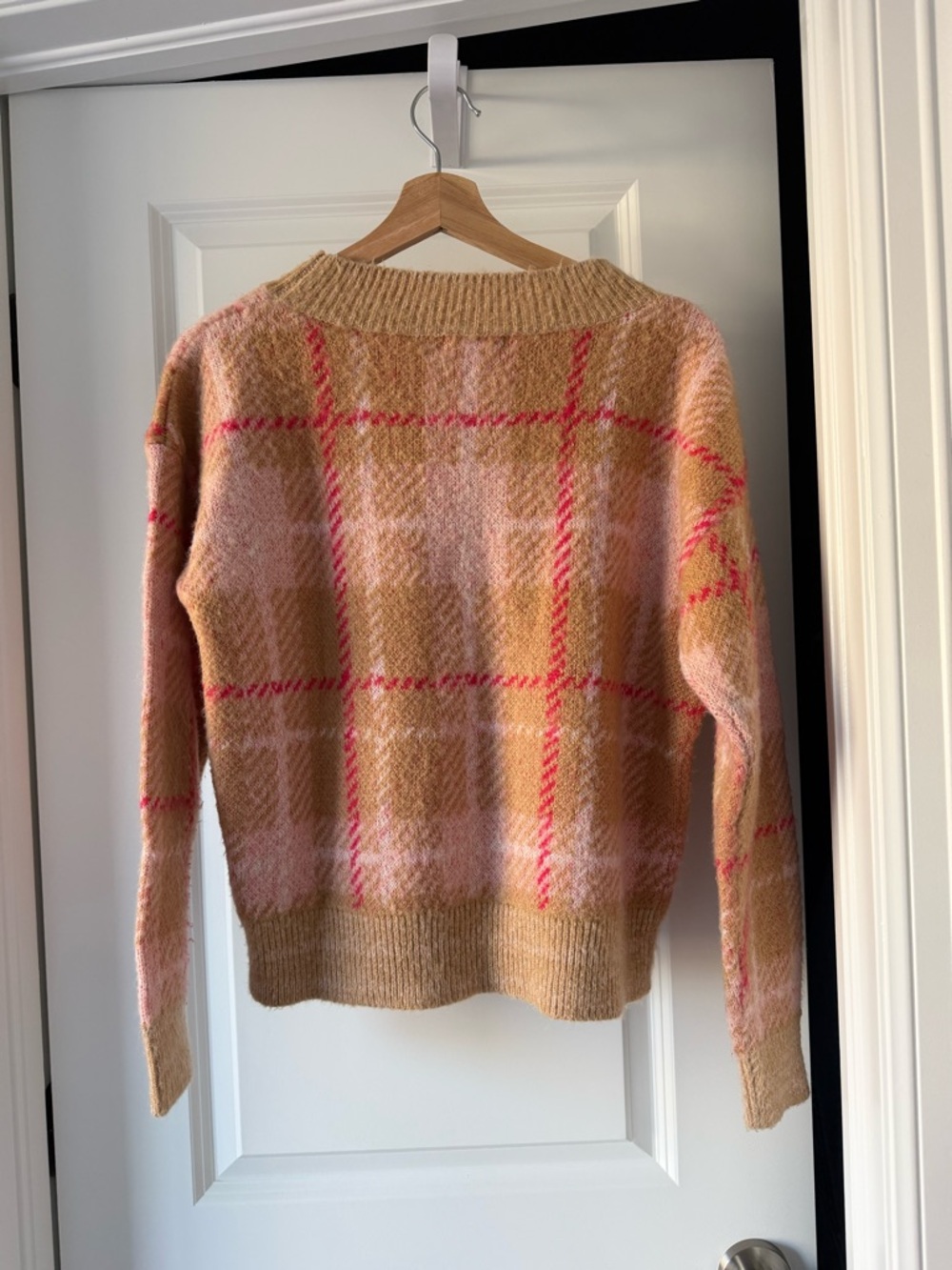 bp Peach & Pink Plaid Crewneck Sweater - Picture 5 of 5